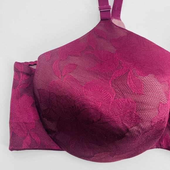 Cacique Dark Purple Invisible Lace Backsmoother Lightly Lined Balconette Bra - Picture 5 of 15
